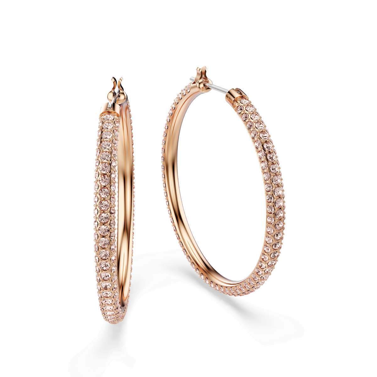 Swarovski Dextera Large Pavé Crystal Hoop Earrings Rhodium Plated — view 3