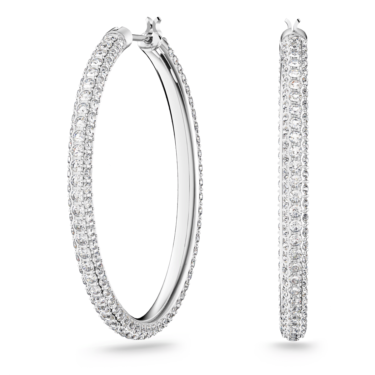 Swarovski Dextera Pavé Crystal Hoop Earrings Rhodium Plated