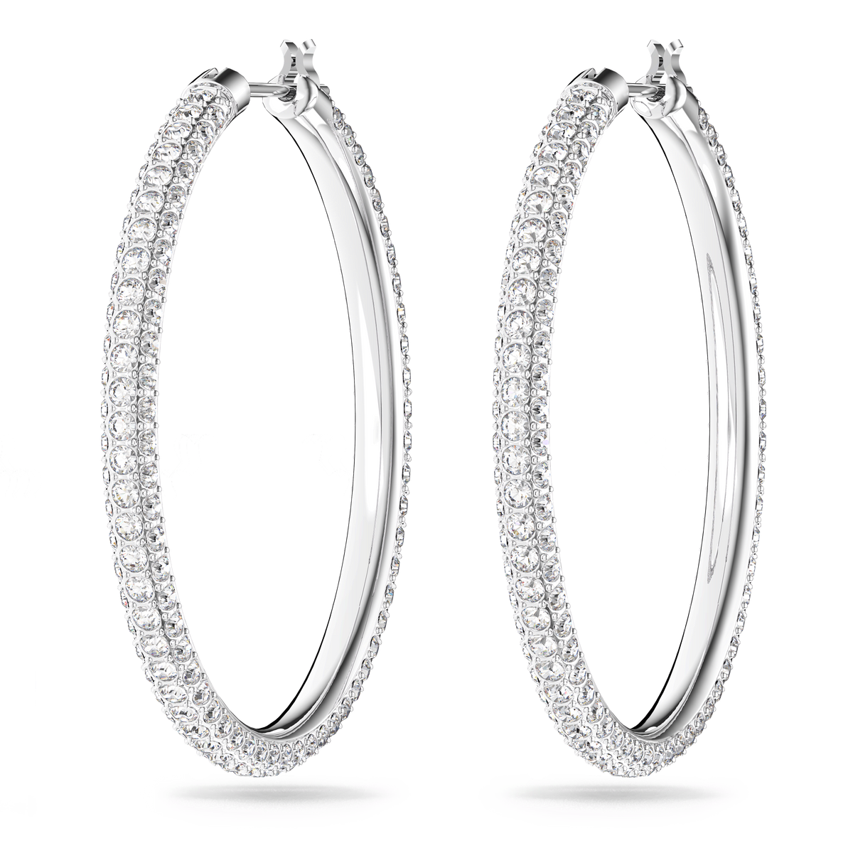 Swarovski Dextera Pavé Crystal Hoop Earrings Rhodium Plated — view 3