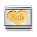 Silver and gold "Wife" bracelet charm.