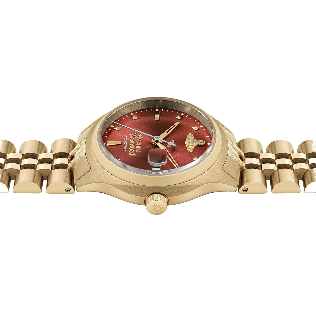The Vivienne Westwood Little Camberwell watch, rust dial gold plated, from Vivienne Westwood, available at OD’s Jewellers in St Helens