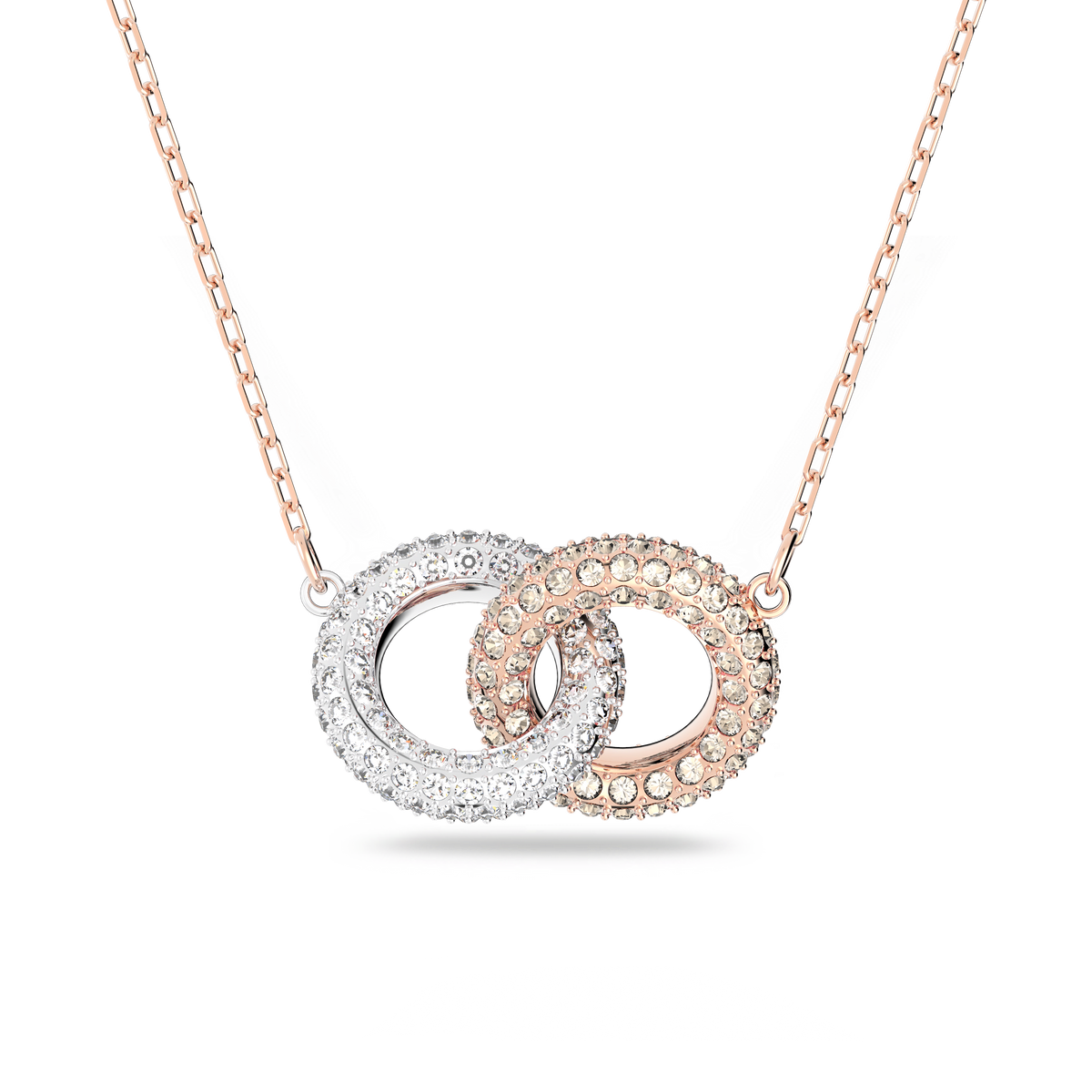 Swarovski Stone Interlocking Crystal Necklace Rose Gold Plated