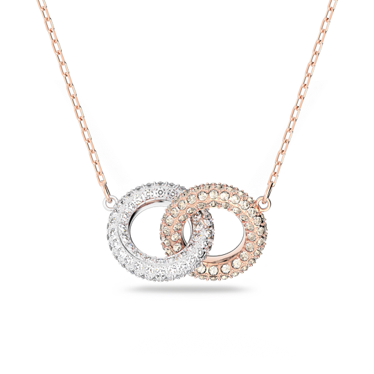 Swarovski Stone Interlocking Crystal Necklace Rose Gold Plated