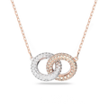 Swarovski Stone Interlocking Crystal Necklace Rose Gold Plated