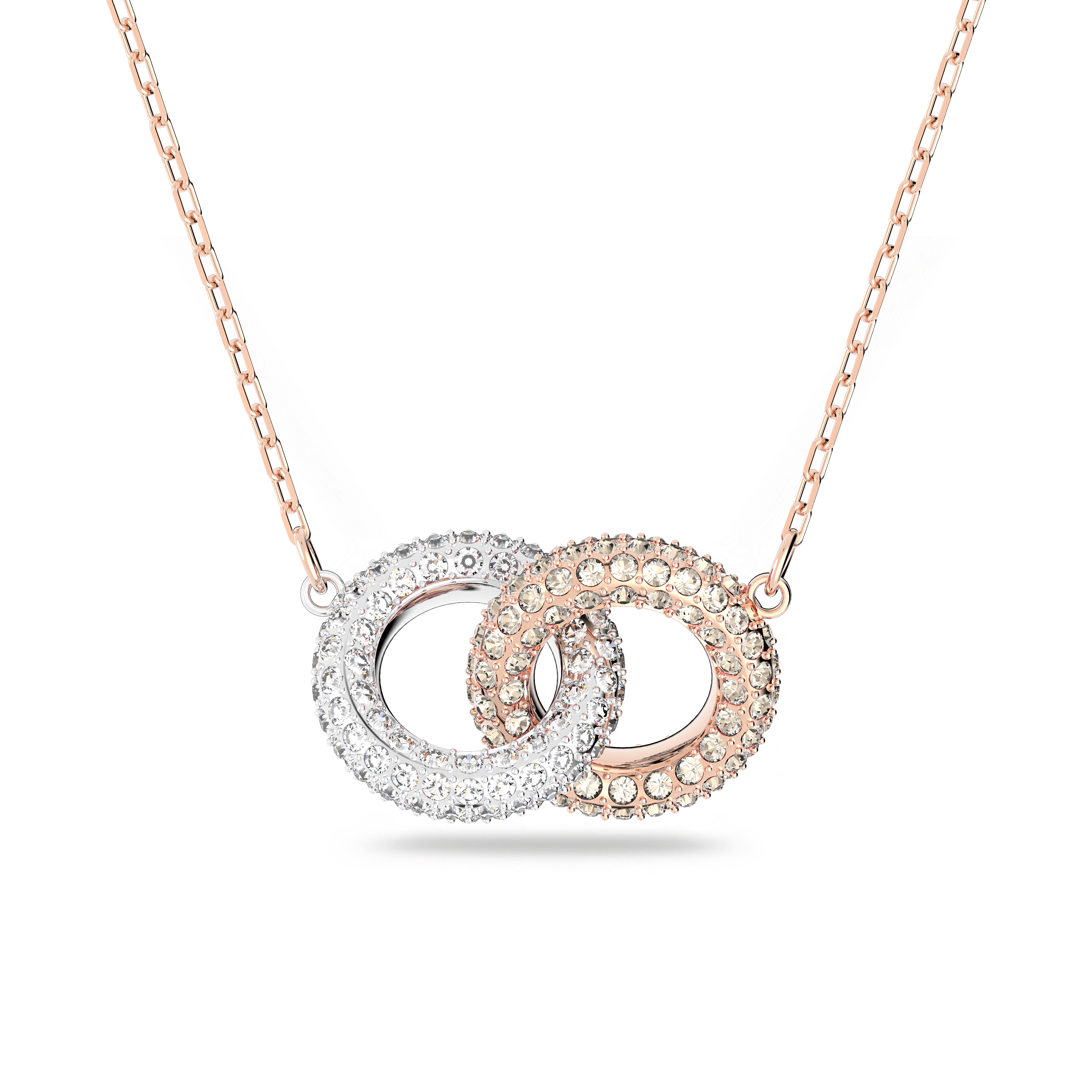 Swarovski Stone Interlocking Crystal Necklace Rose Gold Plated