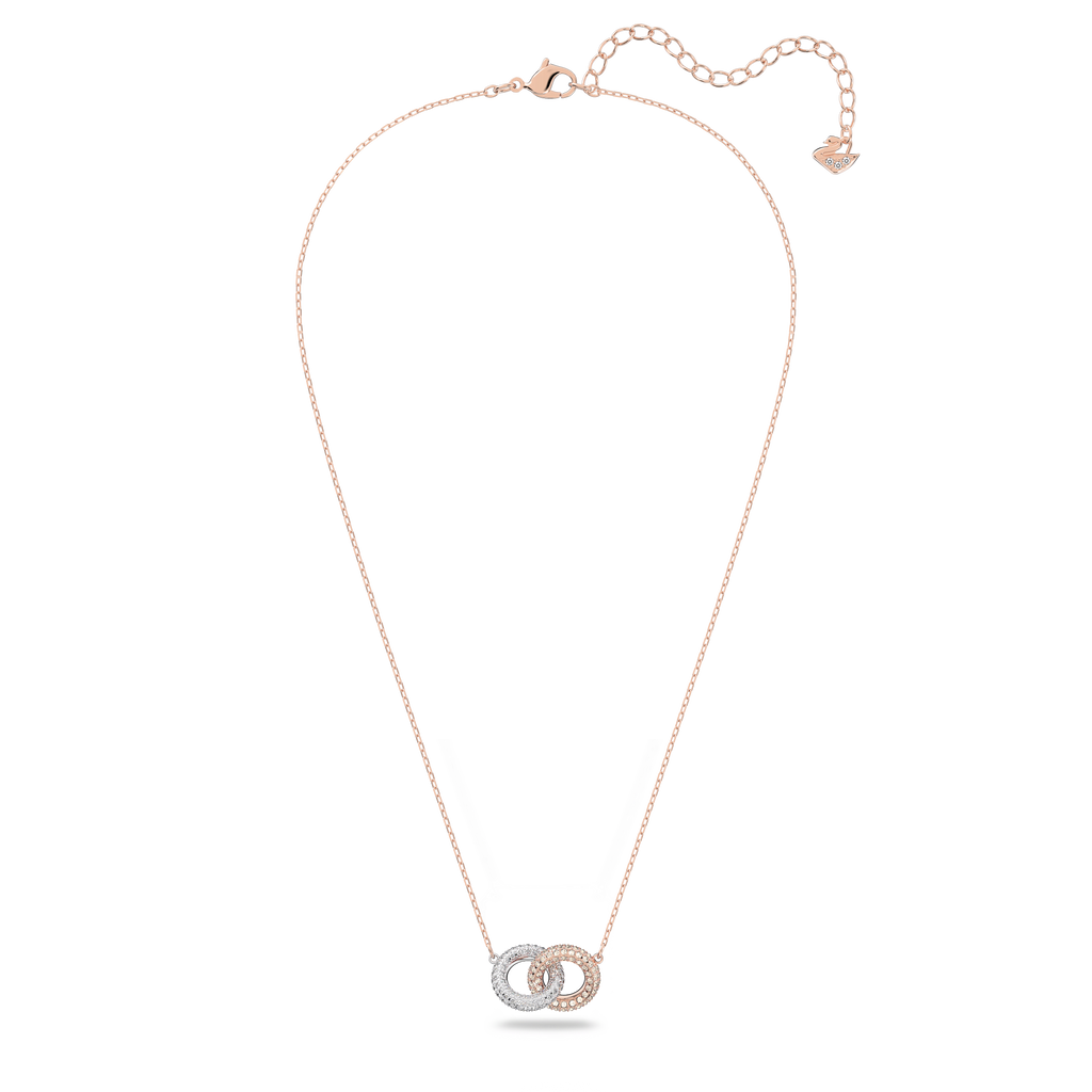 Swarovski Stone Interlocking Crystal Necklace Rose Gold Plated — view 2