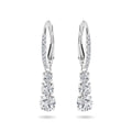 Swarovski Stilla Attract Trilogy Round Cut Zirconia Drop Earrings Rhodium Plated