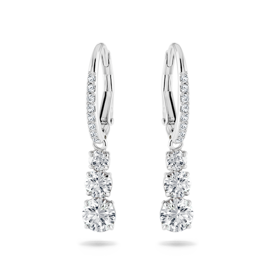 Swarovski Stilla Attract Trilogy Drop Earrings Rhodium Plated