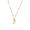 ChloBo Initial F pendant necklace. Two-tone silver and gold-plated design. Fashion jewelry.