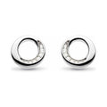 Silver stud earrings with pavé-set CZ stones, showing the Bevel Cirque design detail, Kit Heath jewelry.
