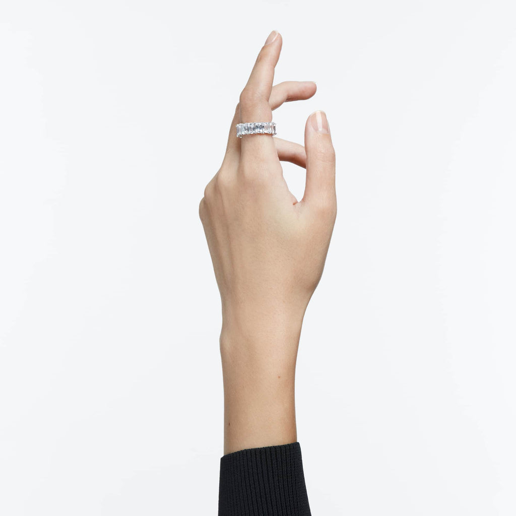Swarovski Vittore Rectangular Cut Crystal Ring Rhodium Plated — view 2