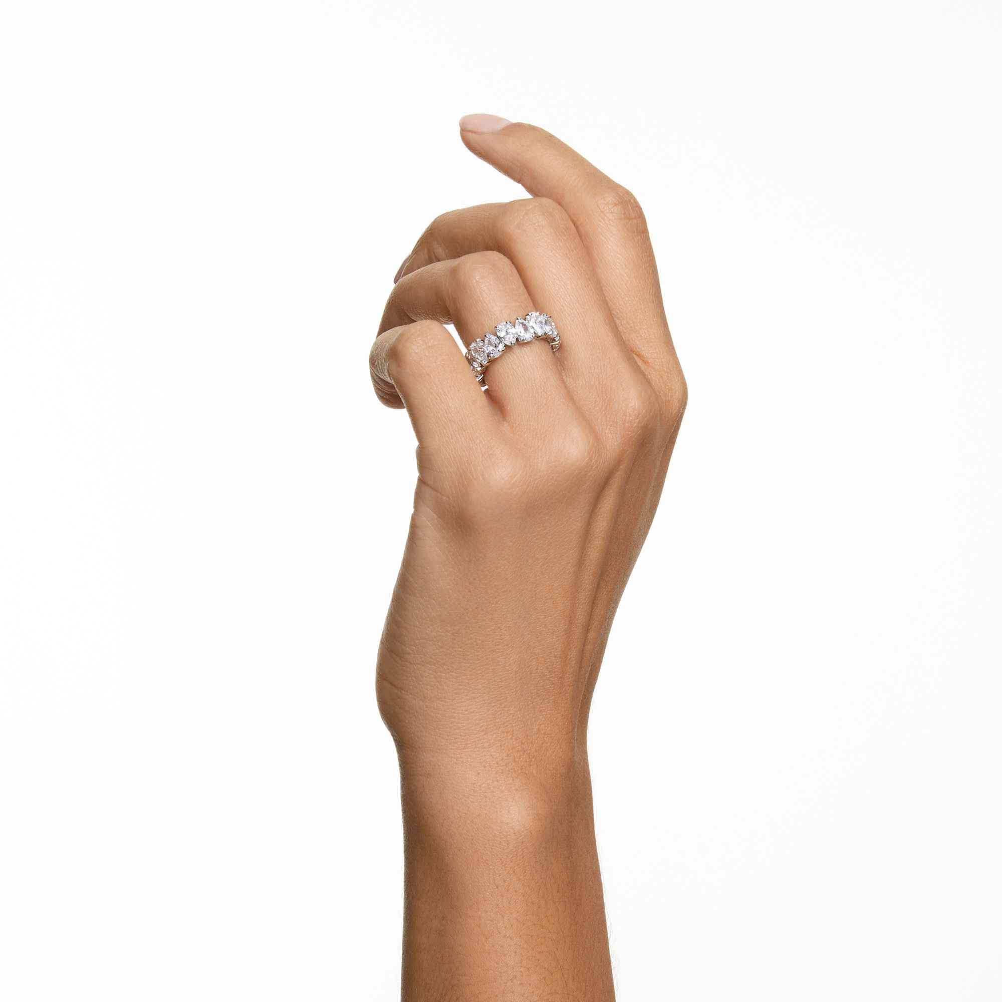 Swarovski Vittore Pear Shaped White Crystal Ring Rhodium Plated — view 2