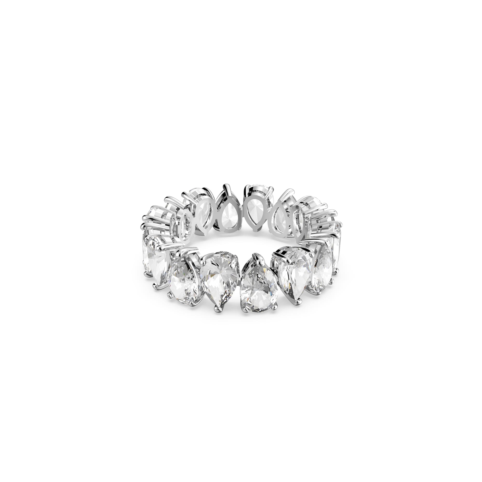Swarovski Vittore Pear Shaped White Crystal Ring Rhodium Plated