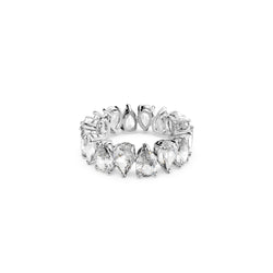 Swarovski Vittore Pear Shaped White Crystal Ring Rhodium Plated