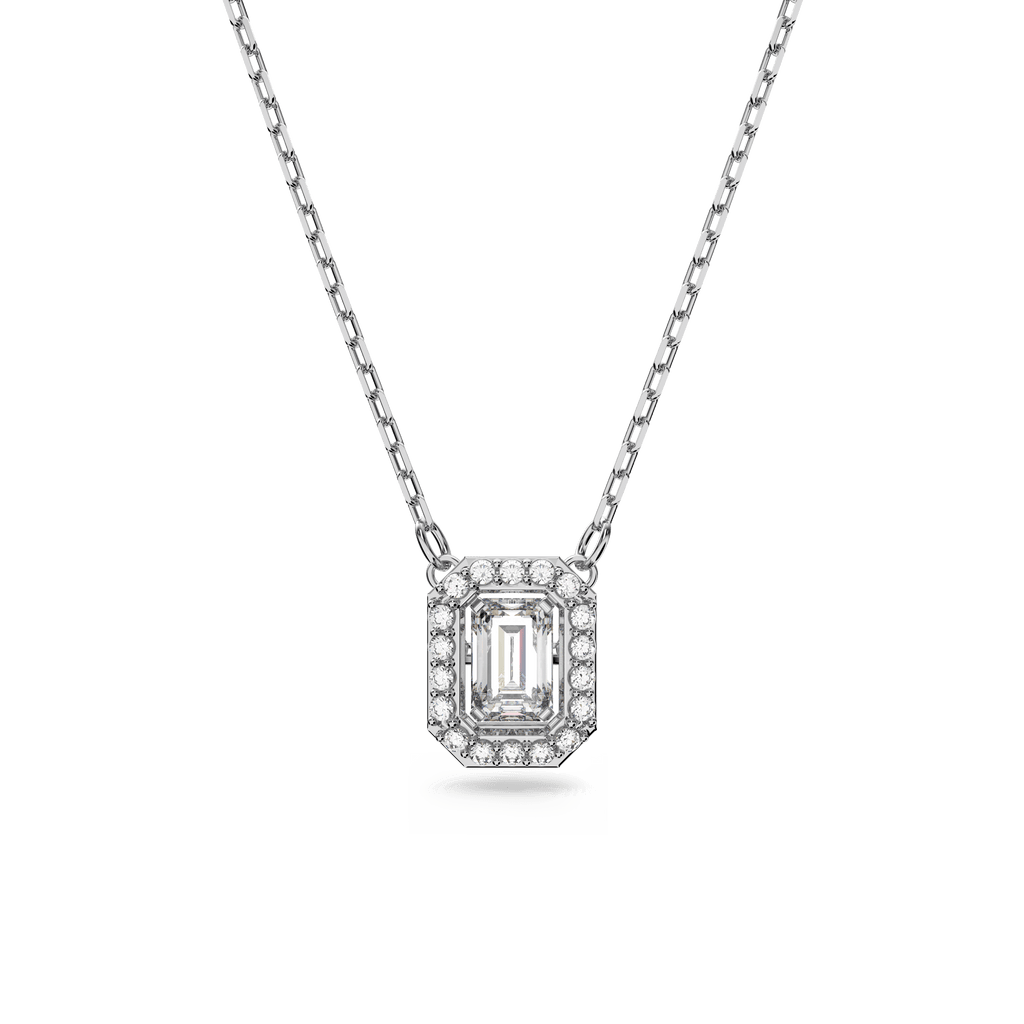 Swarovski Millenia Octagon Cut Crystal Pendant Necklace Rhodium Plated