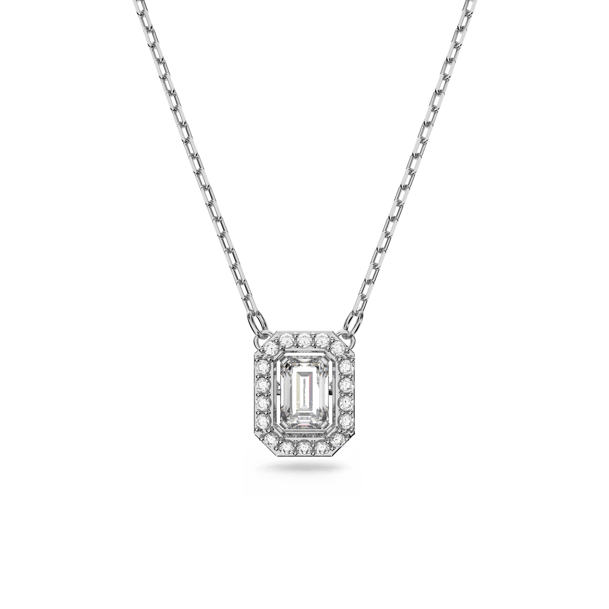 Swarovski Millenia Octagon Cut Crystal Pendant Necklace Rhodium Plated