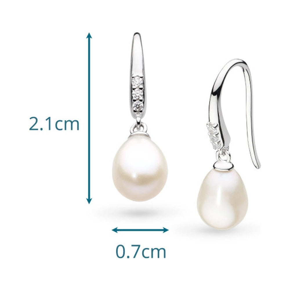 The Kit Heath Revival Pearl Glitz CZ Drop Earring, a white silver earrings from Kit Heath, available at OD’s Jewellers in St Helens