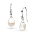 The Kit Heath Revival Classic Pearl Glitz CZ Drop Earring, a white silver earring from Kit Heath, available at OD’s Jewellers in St Helens