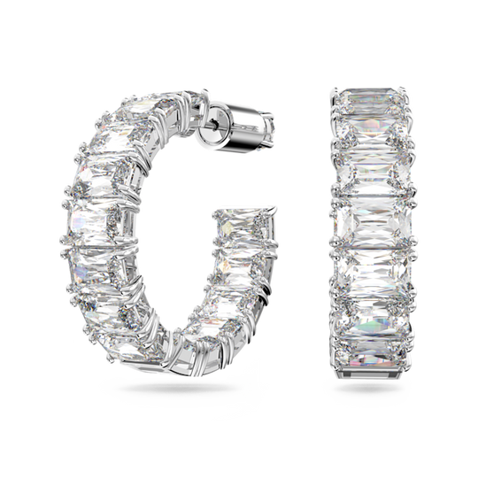 Swarovski Millenia: Octagon cut hoop Earrings Rhodium Plated