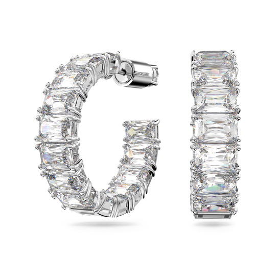 Swarovski Millenia Octagon Cut Hoop Earrings Rhodium Plated