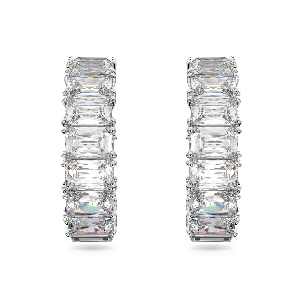 Swarovski Millenia Octagon Cut Hoop Earrings Rhodium Plated — view 2