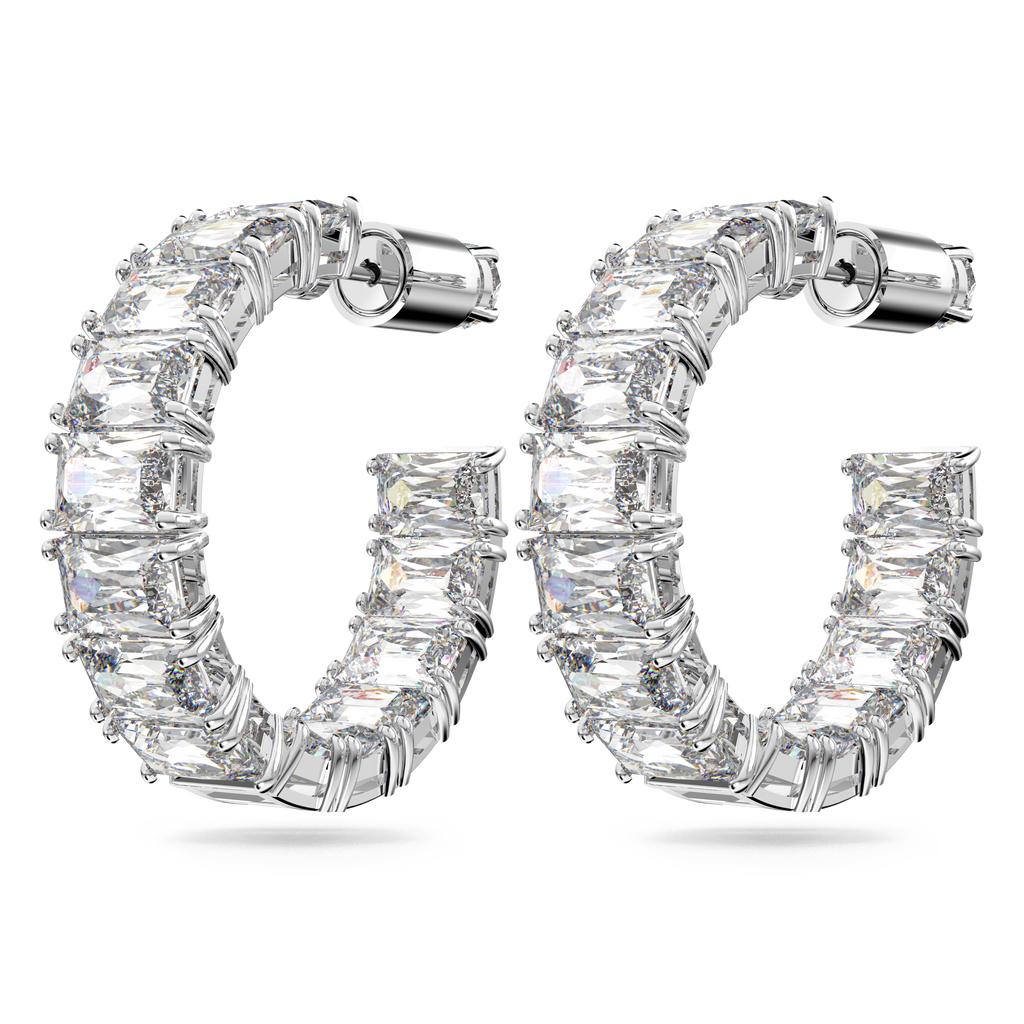 Swarovski Millenia Octagon Cut Hoop Earrings Rhodium Plated — view 3