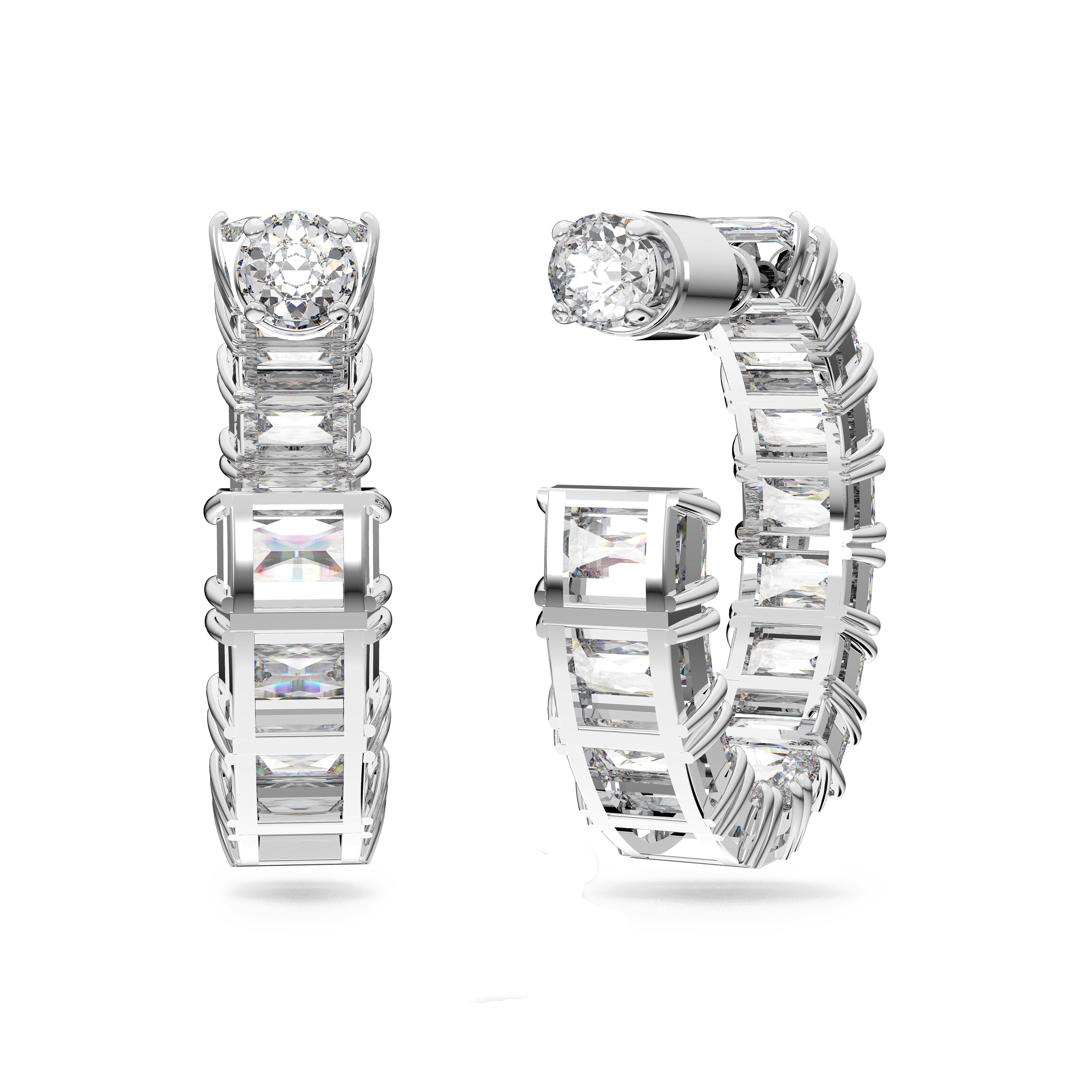 Swarovski Millenia Octagon Cut Hoop Earrings Rhodium Plated — view 4
