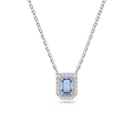 Swarovski Millenia Octagon Cut Blue Zirconia Crystal Necklace Rhodium Plated