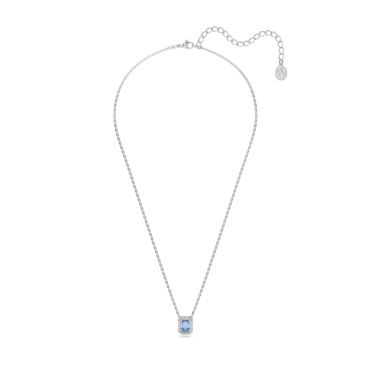 Swarovski Millenia Octagon Cut Blue Zirconia Crystal Necklace Rhodium Plated — view 2
