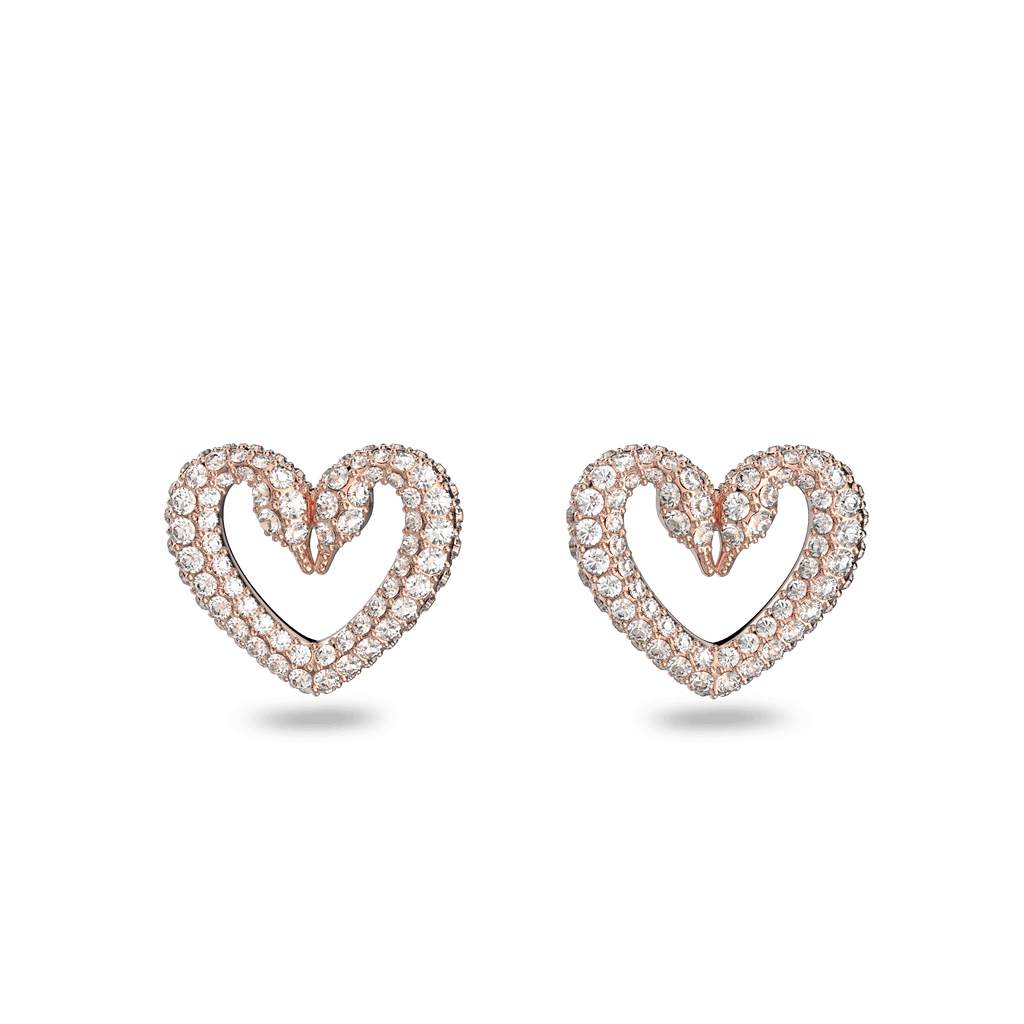 Swarovski Una Round Cut Crystal Stud Earrings Rose Gold Plated