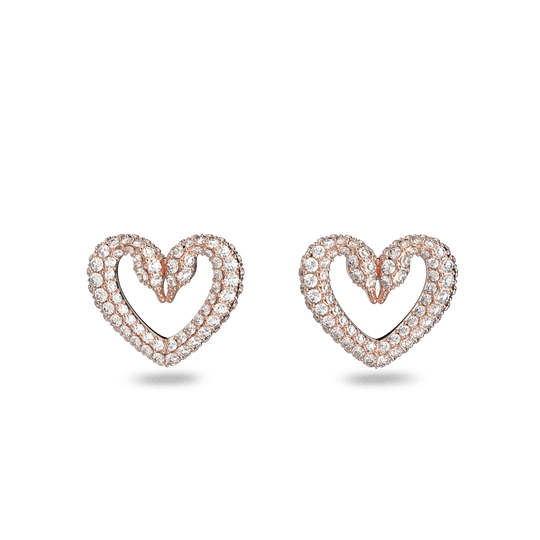 Swarovski Una Round Cut Crystal Stud Earrings Rose Gold Plated