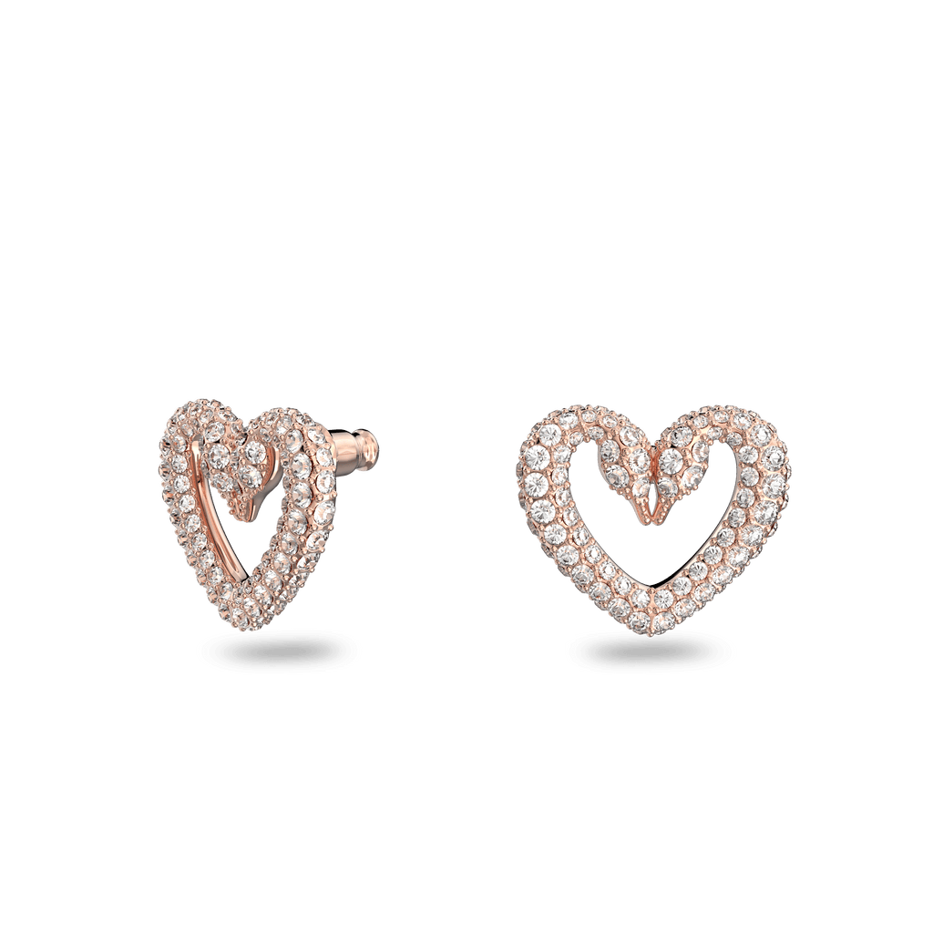 Swarovski Una Round Cut Crystal Stud Earrings Rose Gold Plated — view 2