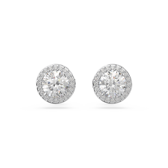 Swarovski Una Angelic Round Cut Pave Stud Earrings Rhodium Plated
