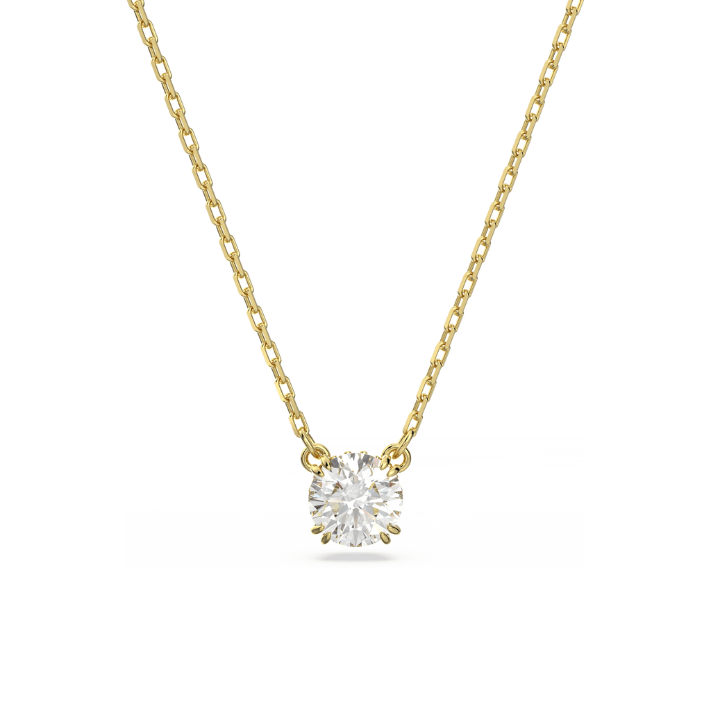 Swarovski Stilla Round Cut Crystal Necklace Gold Tone Plated