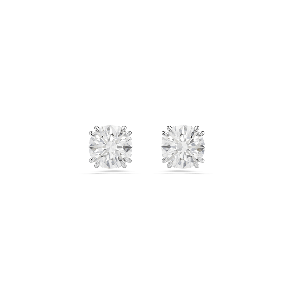 Swarovski Stilla Round Cut Stud Earrings Rhodium Plated