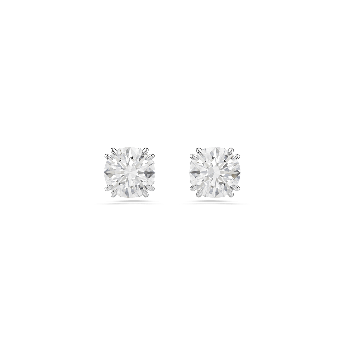 Swarovski Stilla Round Cut Stud Earrings Rhodium Plated
