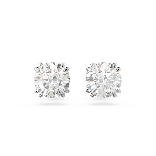 Swarovski Stilla Round Cut Stud Earrings Rhodium Plated