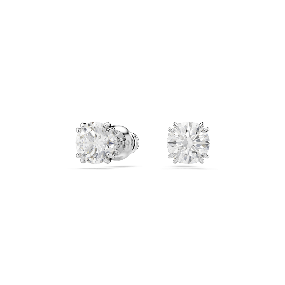 Swarovski Stilla Round Cut Stud Earrings Rhodium Plated — view 2