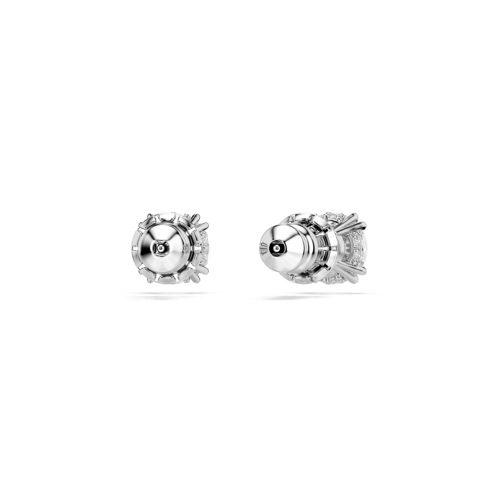Swarovski Stilla Round Cut Stud Earrings Rhodium Plated — view 4