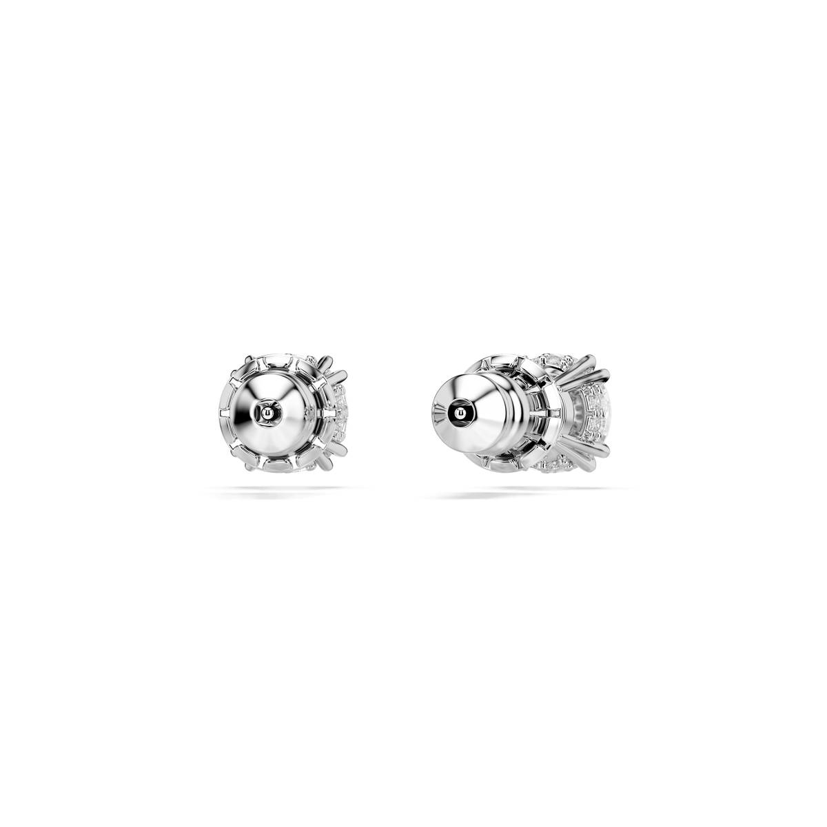 Swarovski Stilla Round Cut Stud Earrings Rhodium Plated — view 4
