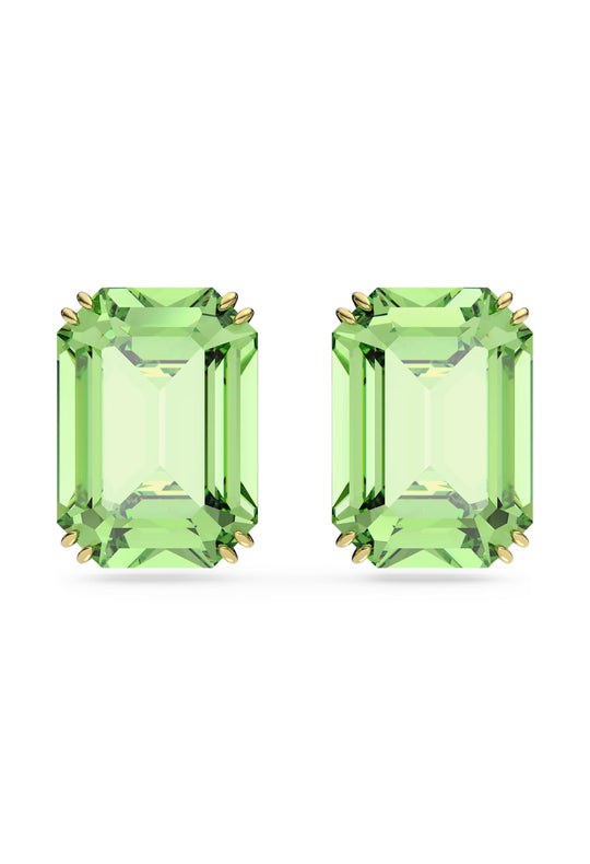 Swarovski Millenia: Octagon Cut Green Earrings Gold Tone Plated