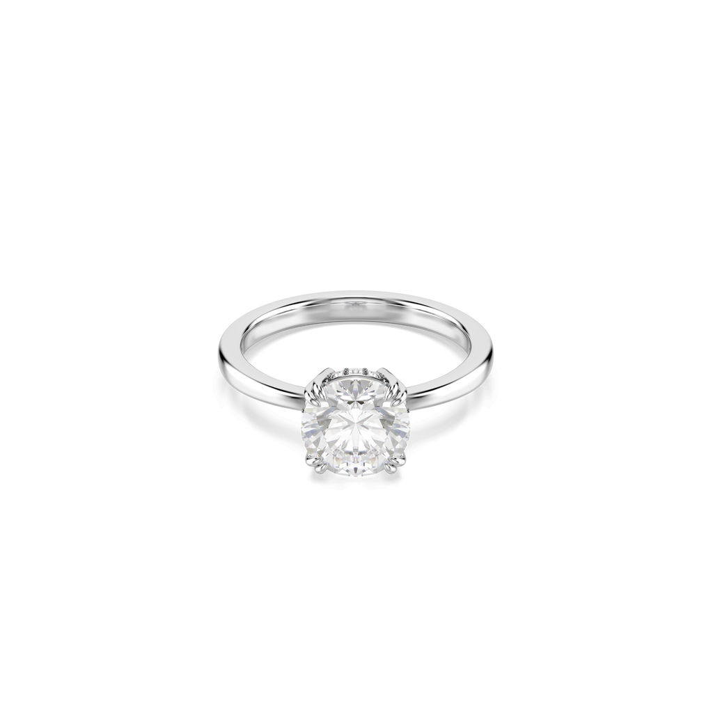 Swarovski Constella Round Cut Cocktail Ring in Rhodium Plated
