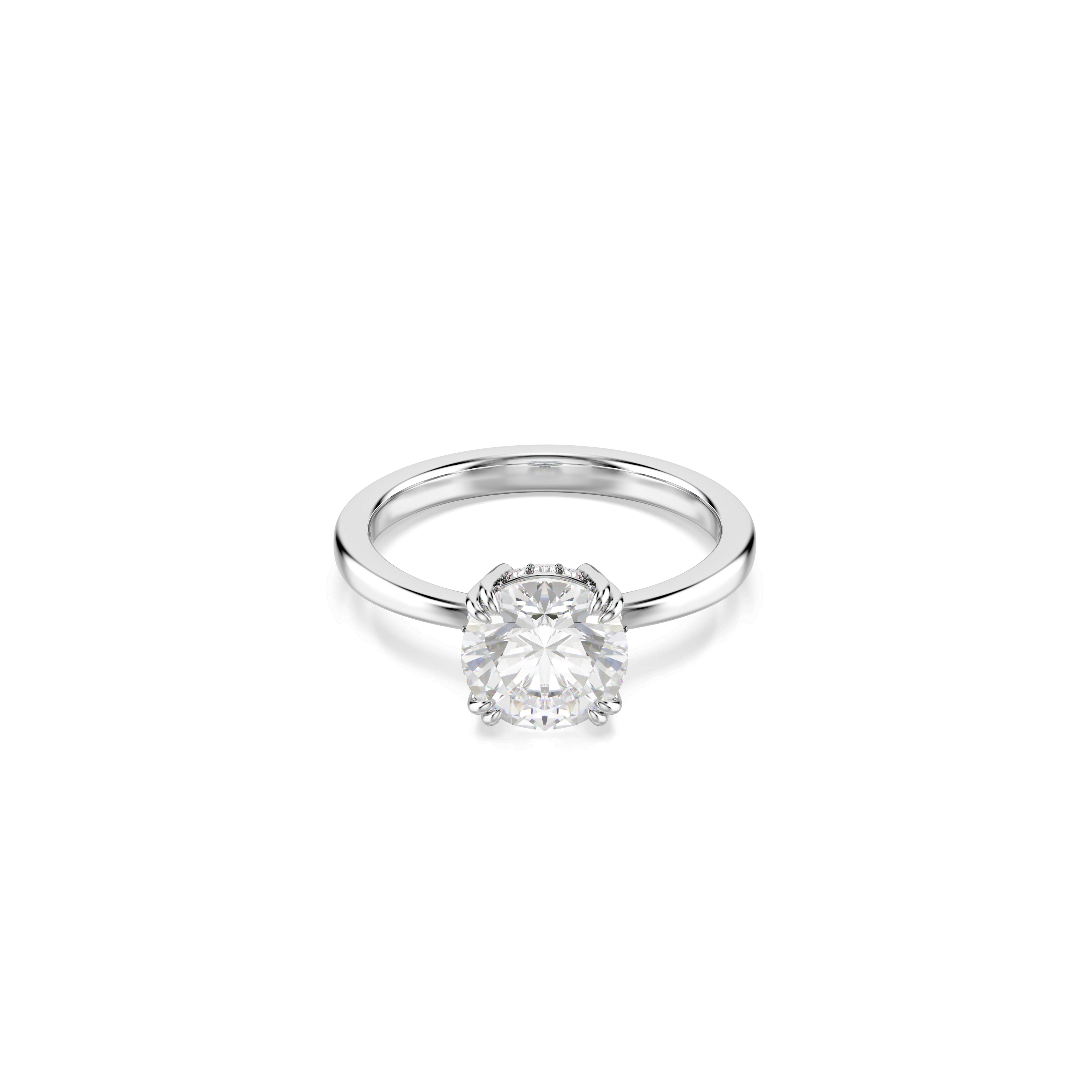 Swarovski Constella Round Cut Cocktail Ring in Rhodium Plated