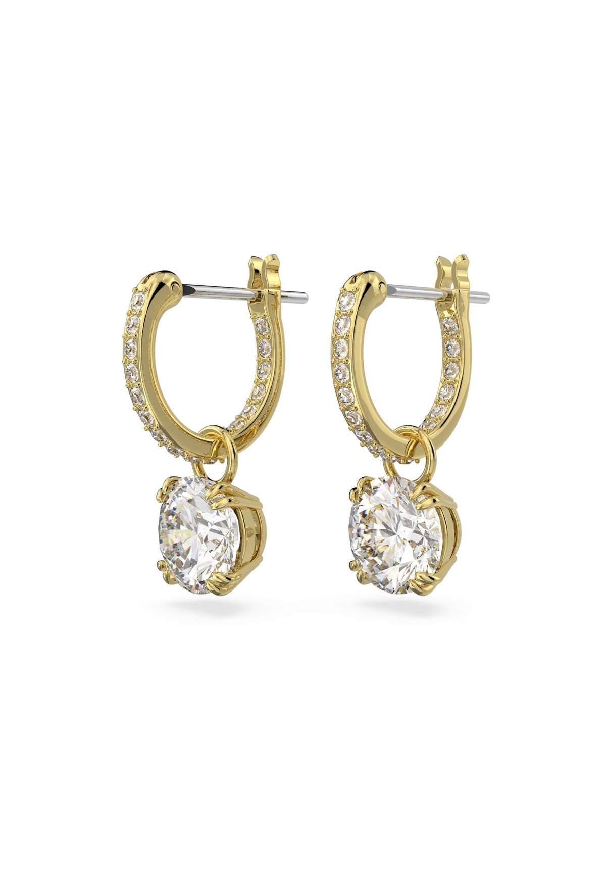 The Swarovski Constella Round Cut Pave Drop Earrings, gold plated jewelry from Swarovski at OD’s Jewellers, St Helens