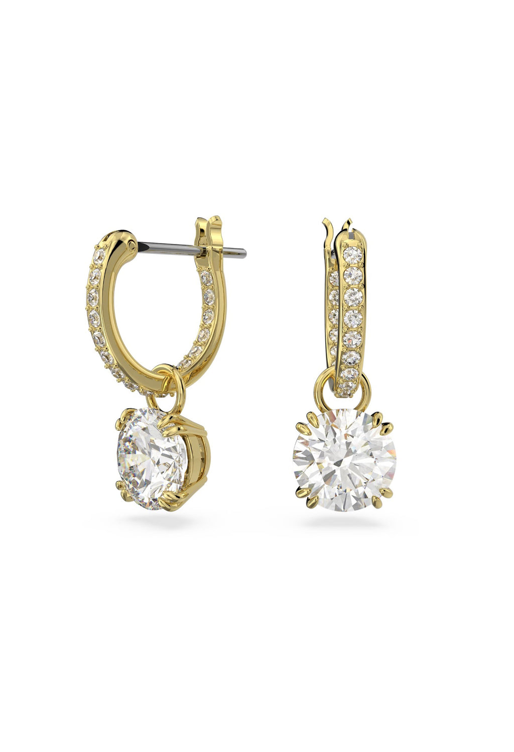 The Swarovski Constella Round Cut Pave Drop Earrings, gold plated jewelry from Swarovski, at OD’s Jewellers in St Helens.