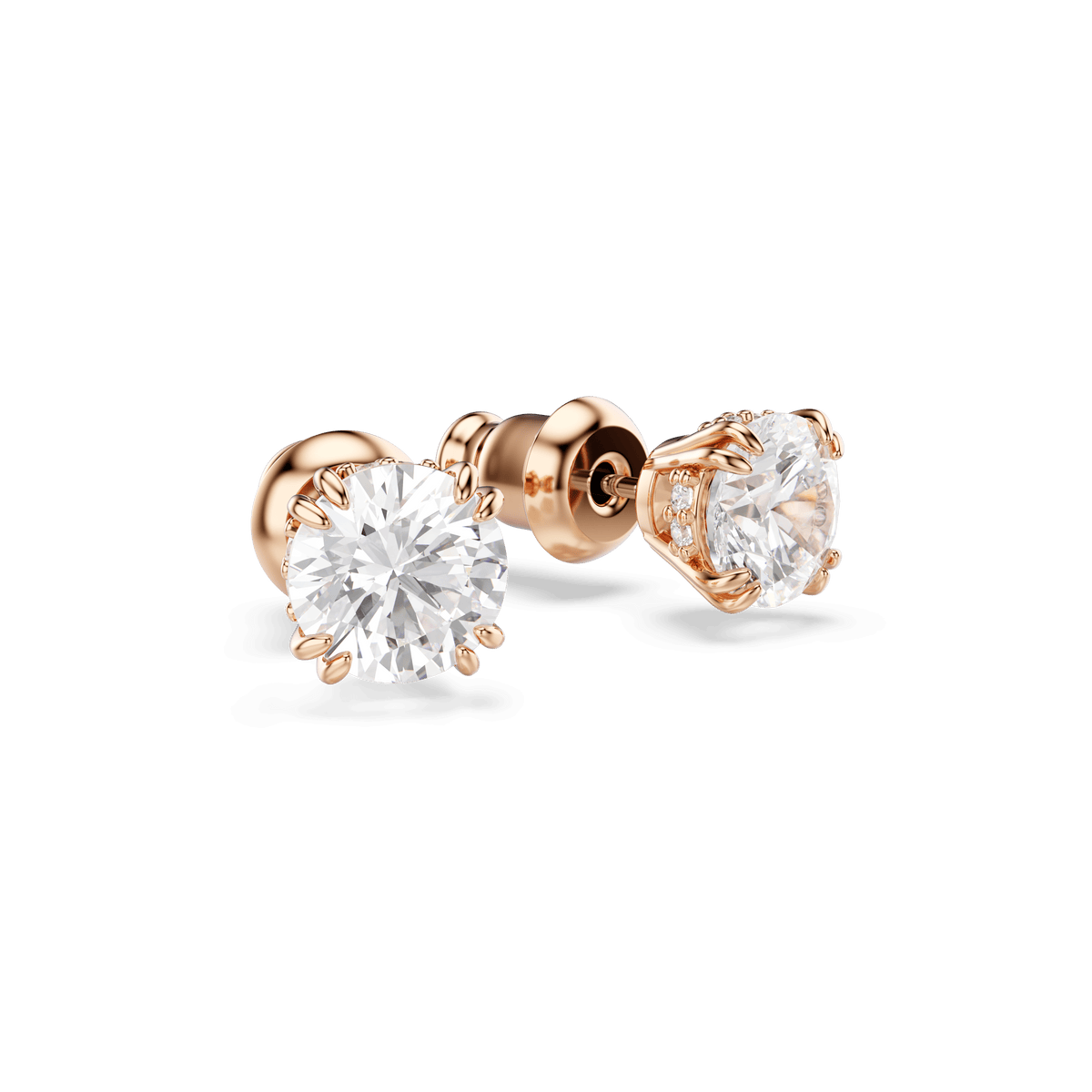Swarovski Gold Tone Constella White Round Cut Stud Earrings — view 3