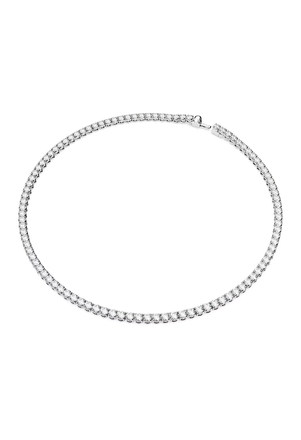 The Swarovski Matrix Tennis Necklace & Earring Set, a silver rhodium-plated jewelry set from Swarovski, at OD’s Jewellers in St Helens.
