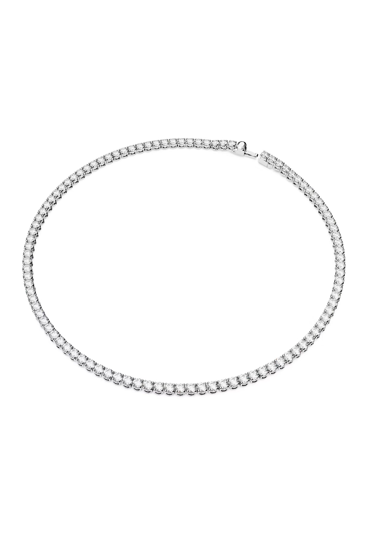 The Swarovski Matrix Tennis Necklace & Earring Set, a silver rhodium-plated jewelry set from Swarovski, at OD’s Jewellers in St Helens.