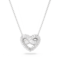 Swarovski Matrix Mixed Cut Heart Crystal Pendant Necklace Rhodium Plated
