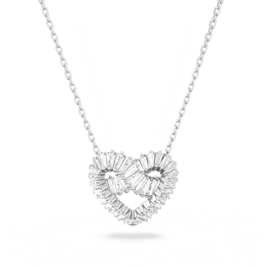 Swarovski Matrix: Mixed Cut Heart Pendant Rhodium Plated *